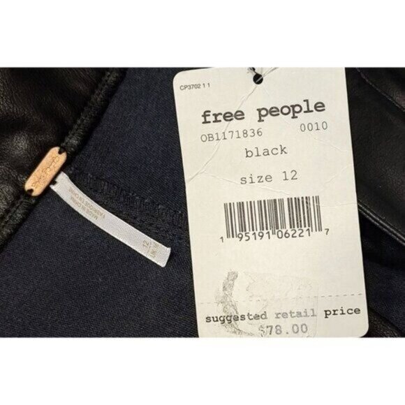 Free People Sasha Vegan Leather Kick Flare Pants Black 12 NEW - Picture 11 of 11